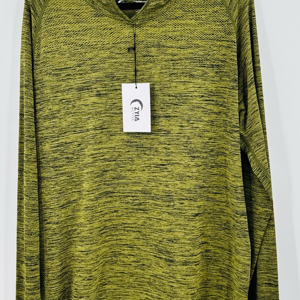 Zyia Active Heathered Green Long Sleeve Hooded Top XL